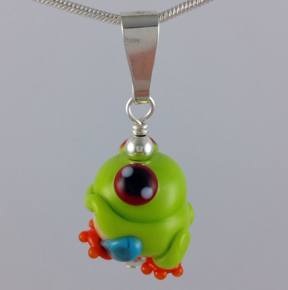 Green Tree Frog Frit retailer Glass Pendant