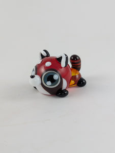 Ruby Red Panda Hand Sculpted Glass Figure