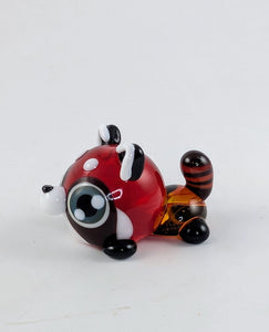 Ruby Red Panda Hand Sculpted Glass Figure