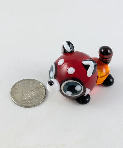 Ruby Red Panda Hand Sculpted Glass Figure