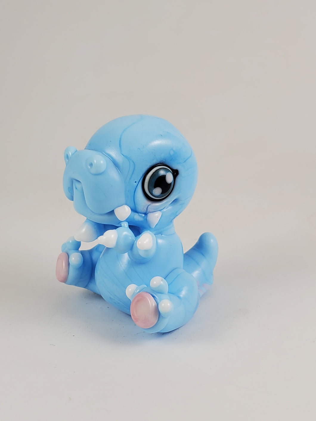 Bubblegum Blue Tyrannosaurus Puppy Glass Sculpture