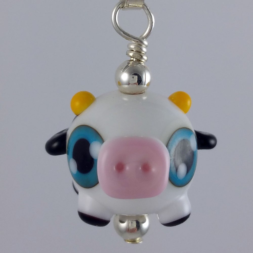 Cynthia Cow Hand Sculpted Glass Pendant