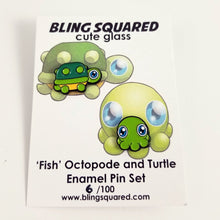 Load image into Gallery viewer, Fish Octopode and Turtle MINI Enamel Pin Set